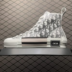 Dior B23 Oblique High Top Sneakers White and Black Canvas Upper