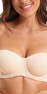 Women 6-in-1 Full Coverage Strapless Bras Plus Size Underwire Molded Cup Push Up Multiway Bras