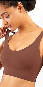 Womens Sports Bras Low Impact Yoga Bras U Back Workout Crop Tank Tops with Removable Pad Cup