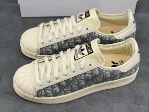 Dior x Adidas Originals Superstar CD Rhythm Shell Toe Sneakers – Cream White