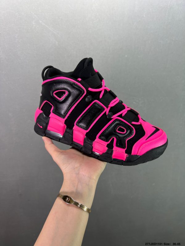 Nike Air More Uptempo Black Pink sneakers with iconic 'AIR' branding