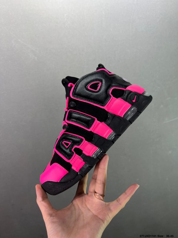 Nike Air More Uptempo Black Pink sneakers with iconic 'AIR' branding