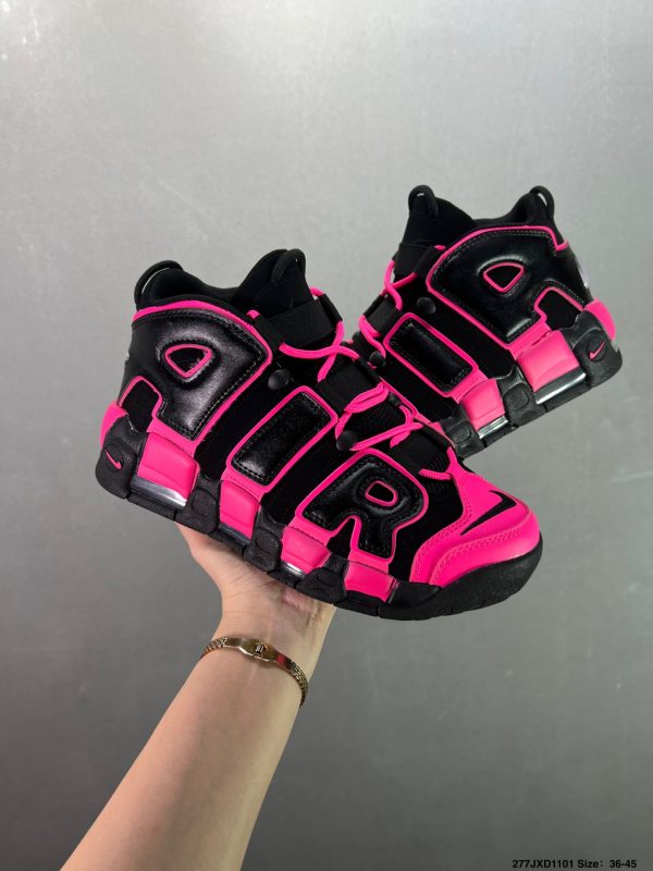 Nike Air More Uptempo Black Pink sneakers with iconic 'AIR' branding