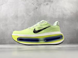 Nike Air Zoom Vomero Premium Volt fluorescent green running shoes, side profile view