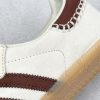 Samba Pony Tonal white brown rear heel view — Tonal three stripes detail