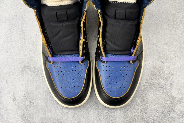 wsxc1779704651582_6 Air Jordan 1 High OG SP Union Fragment Design top-down view showing perforated royal blue toe box and purple speed-lace toggle system