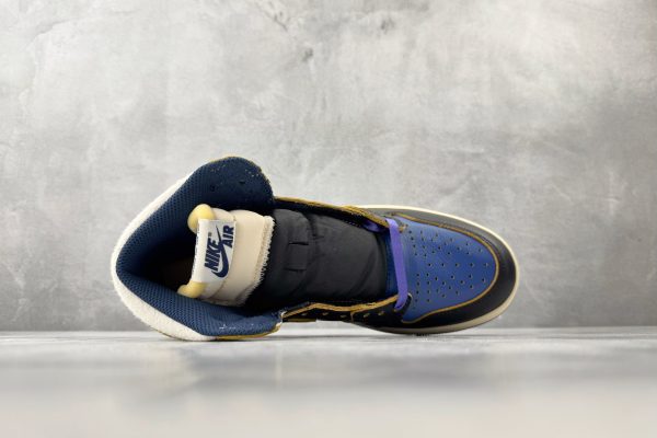 wsxc1779704651583_2 Air Jordan 1 High OG SP Union Fragment Design interior view with Nike Air branded heel tab navy mesh lining and padded black tongue