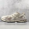 ASICS × KITH GEL-Kayano 12.1 Loyalty Pack running shoes in Beige Sand Cream colorway — side profile showing FluidRide midsole and GEL cushioning system