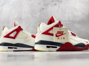 Jordan x Nigel Sylvester Air Jordan 4 Brick After Brick white and red sneakers side view