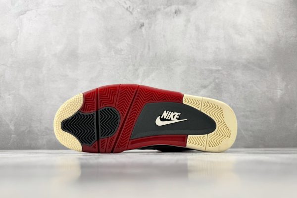 wsxc1781258399668_3 Air Jordan 4 color-blocked outsole with red midfoot, black Nike logo, and cream rubber toe