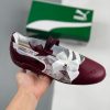 Dark Crimson PUMA ballet sneakers with lace panels and satin bows