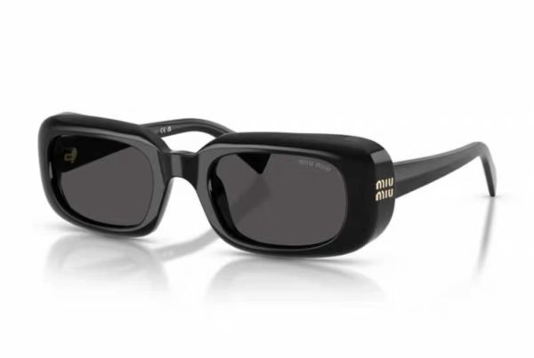 Miu Miu black rectangle acetate sunglasses with black lenses