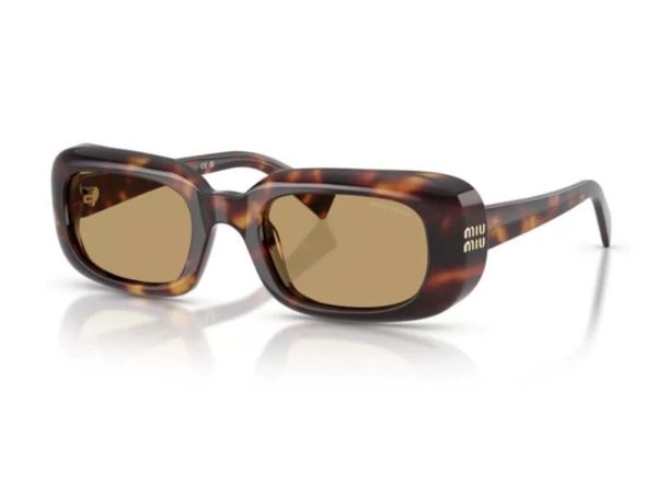Miu Miu tortoiseshell rectangle sunglasses with gold amber len