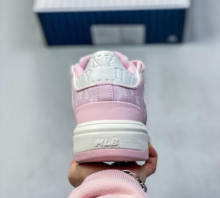 Back view of MLB Chunky Liner 24SS Low-Top Skateboard Shoes in Pink – Durable construction with adjustable fit for ultimate comfort.